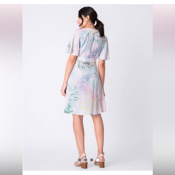 Seraphine Maternity Wrap Dress White Palm Print Size 4US - Picture 3 of 7